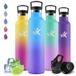 Motswedi Thermosfles, 1000 ml, Roestvrij Staal, BPA-Vrij, Dubbelwandig, Lekvrij, Donkerpaars & Roze