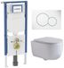 Geberit QeramiQ Dely Swirl Toiletset - 36.5x53cm - Geberit UP720 Duofix Sigma inbouwreservoir - slim zitting - witte sigma bedieningsplaat - ronde knoppen - mat wit