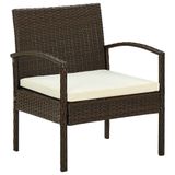 VidaXL Fauteuil de jardin avec coussin, polyrotin, acier, crème, blanc