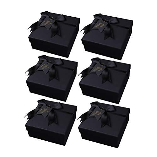 NUOBESTY Bowknot Gift Box Zwarte Boog Wrapping Gift Box Luxe Papier Gift Dozen voor Bruiloft Verjaardag Vakantie Afstuderen Valentijnsdag 15 cm