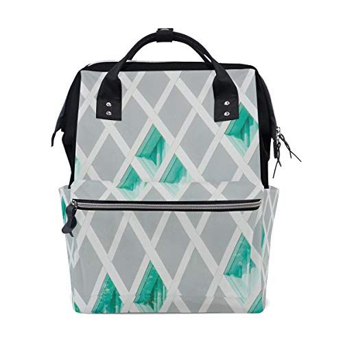 MONTOJ groen en grijs diamant vorm Canvas rugzak Travel Campus rugzak
