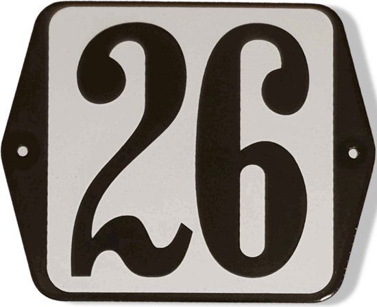 Huisnummer standaard nummer 26 - Hout - Wit - 75 cm - 1 jaar garantie