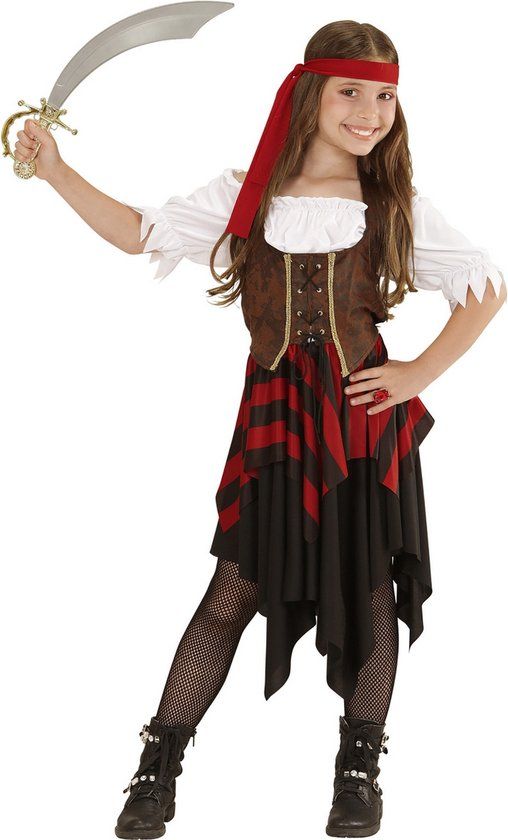 Piraten kostuum voor meisjes - Maat 158 - Rood