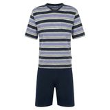 Hajo Premium katoen heren shortama blauw/marine - Blauw - Maat - 60