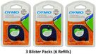 3 DYMO 3 x LetraTag Etiketteringstape, Zwarte Print op Wit Papier Tape, 1/2" B x 13' L, 2 Rollen (10697)