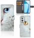 B2Ctelecom OnePlus 9 Telefoonhoesje met Pasjes Witte Kat