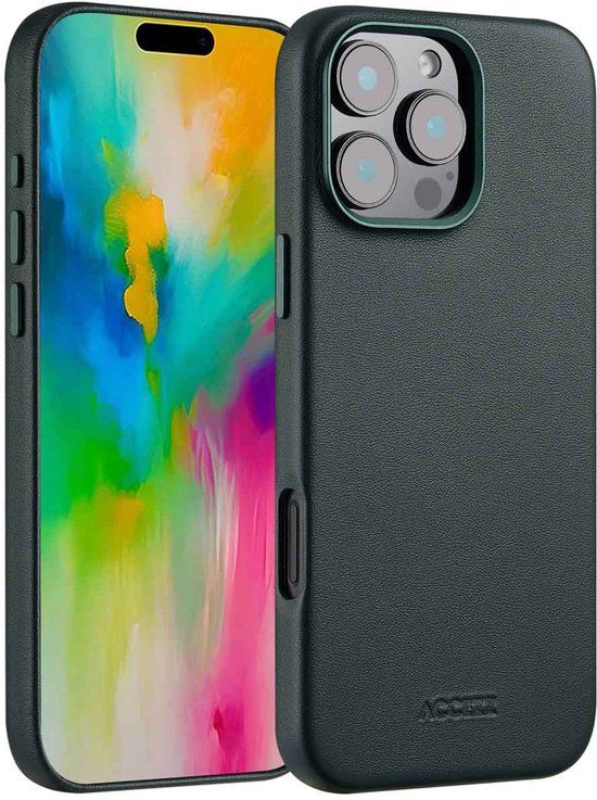 Accezz Leather Backcover Geschikt voor iPhone 16 Pro Max - MagSafe - Cedar Green
