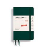 LEUCHTTURM1917 370554 weekkalender 2025, Pocket A6 harde kaft - 12-maanden-planner, 80 g, gelinieerd - bosgroen