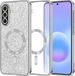 Techsuit Hoesje geschikt voor Samsung Galaxy A57 - Luxury Glitter Back Cover - Geschikt voor MagSafe - Zilver