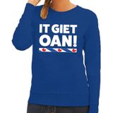 Bellatio Decorations Friesland Sweater - It Giet Oan - Dames - Blauw - Fryslan - Elfstedentocht XXL