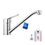 IBERGRIF M14450-98 Lage druk keukenmengkraan, caravankraan, enkele handgreep, 360° draaibaar, messing chroom