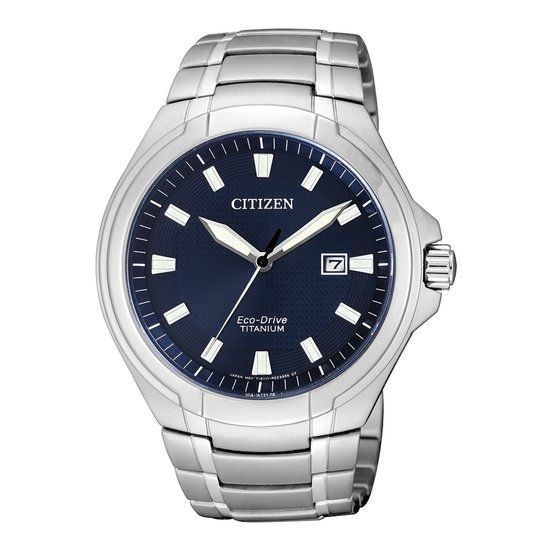 Citizen BM7430-89L Herenhorloge - Titanium - Zilverkleurig - Blauwe Wijzerplaat - 41 mm