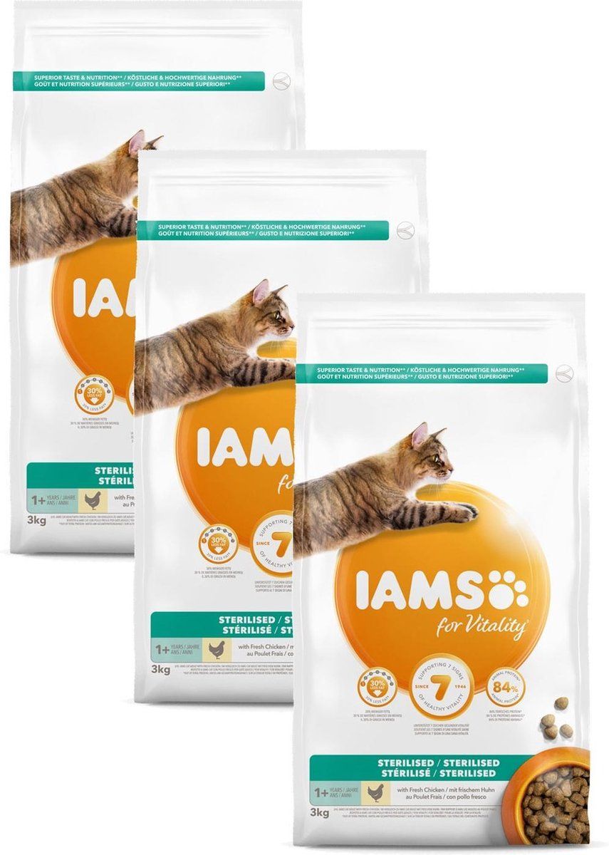 Iams 3x Kat Adult Sterilised - Overweight Kip 3 kg