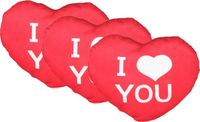 Krüger Coussin décoratif Saint-Valentin/Je t'aime - 3x - forme de cœur - rouge - 15 cm