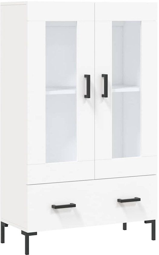 vidaXL Hoge kast bewerkt hout wit 69,5x31x115 cm