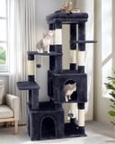 Unyqoos® Arbre à chat stable et haut avec cavités luxueuses et piliers à gratter