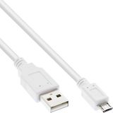 InLine® Micro-USB 2.0 kabel, USB-A stekker naar Micro-B stekker, wit, 1,8m