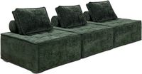 Oviala - Modulaire 3-zits bank van stof met groene kussens
