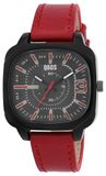 QBOS Montre pour homme en cuir synthétique noir, 24 cm