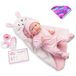 JC TOYS Newborn pop voor pasgeborenen, 38 cm, van zacht vinyl, met rompertje en 5 accessoires, roze, ontworpen in Spanje door Berenguer, vanaf 2 jaar