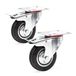 Wiltec Jeu 2x Roulette pivotante Blocage double – Ø 100 mm – Capacité 70 kg – en Caoutchouc – Roue avec Frein et Plaque de montage – Appareil de transport Accessoire de meuble – Usage silencieux sans trace