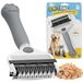Zivacate 3-in-1 Ontklittingskam voor Honden en Katten | 17+9 Dubbelzijdige Ondervachthark, Roestvrijstalen Hark met Comfortabel Handvat, Anti-Klitten & Losse Ondervacht - Grijs