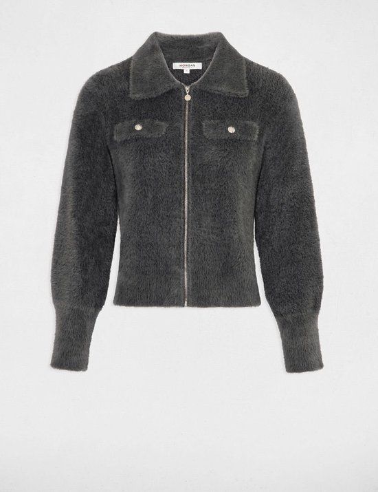 Morgan Vest met lange mouwen en reverskraag 232-Mdomi Antracietgrijs S