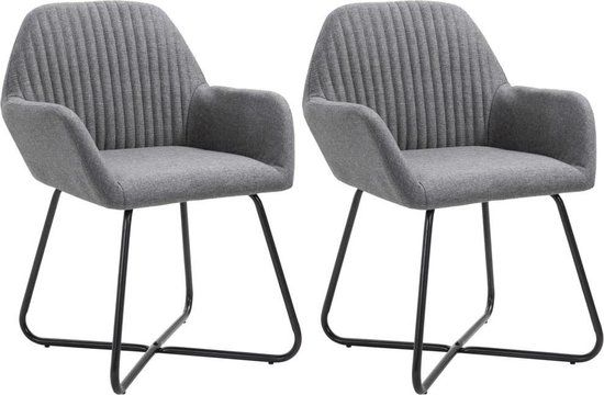 VidaXL Eetkamerstoelen 2 stuks stof donkergrijs