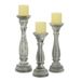 Deco 79 Houten decoratieve kaarsenhouder noodlijdende gedraaide kaarsenstandaard, set van 3 kandelaars 15", 13", 11" H, grijs