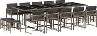 vidaXL 15-delige Tuinset met Kussens, Poly Rattan, Grijs