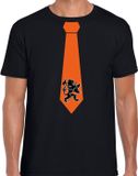 Bellatio Decorations Shoppartners Bv Zwart fan t-shirt voor heren - oranje leeuw stropdas - Holland / Nederland supporter - EK/ WK shirt / outfit L