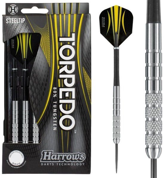 Harrows Torpedo 80% Tungsten Steeltip Dartpijlen - 26g - Zwart/Geel
