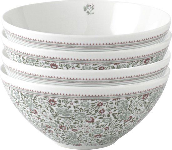 Laura Ashley Wild Clematis Collectables Kommen Set van 4 - Ø16 cm - Porselein