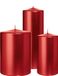 Wiedemann Bougies cylindriques/bougies à bout - set de 3 - rouge métallisé