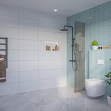FortiFura Galeria Inloopdouche - rook - glas - 40x200cm - 8mm - nano - blind - inbouw profiel - brons