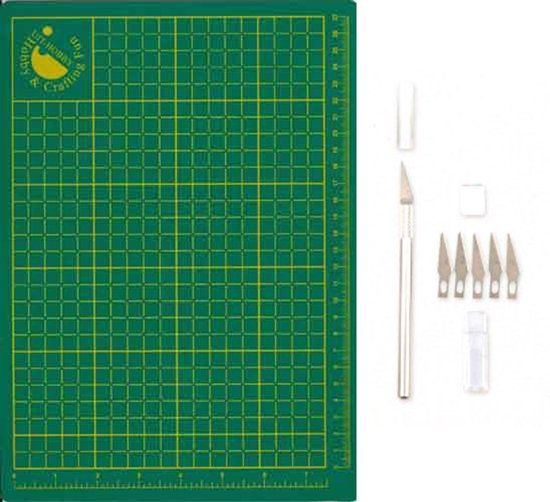 Hobby & Crafting Fun A4 Snijmat - 220 x 300 x 2 mm + Snijmesje en Inclusief 5 Reserve Mesjes