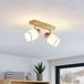 Lindby Buitenspot 2-lichts Hout, stof H: 18 cm E14 Licht hout, wit