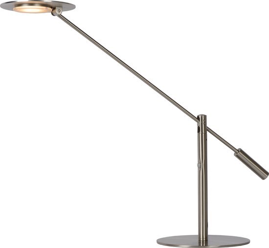 Lucide ANSELMO - Bureaulamp - Ø 25 cm - LED Dimb. - 1x9W 3000K - Mat chroom