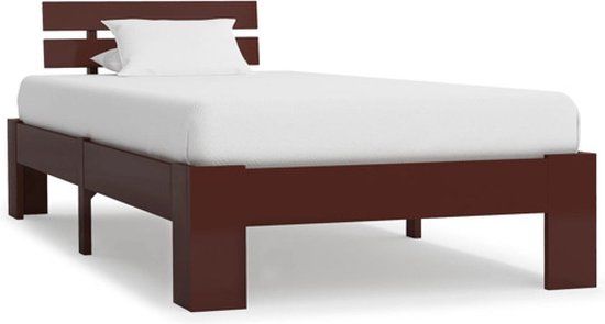 vidaXL Bedframe massief grenenhout donkerbruin 100x200 cm