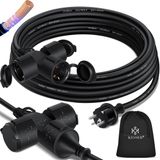 KESSER® Verlengkabel 10 meter met 3x stekkerdoos voor binnen en buiten IP44