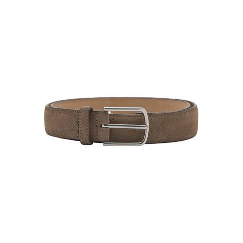 Mango Man Suede Belt Taupe