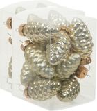 Merkloos / Sans marque Othmar Decorations 24x Dennenappel kersthangers/kerstballen dusky lime goud/groen tinten van glas - 6 cm - mat/glans - Kerstboomversiering