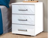 Table de chevet FLASH 3 tiroirs blanc laqué brillant