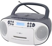 Reflexion CD-speler met cassette en DAB-radio voor net- en batterijvoeding (PLL FM-radio, DAB+, LCD-display, AUX-ingang, hoofdtelefoonaansluiting), wit/grijs