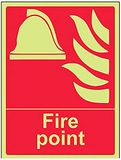 VSafety Glow In The Dark Fire Point Sign - 150mm x 200mm - Rigid Plastic