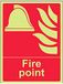 VSafety Glow In The Dark Fire Point Sign - 150mm x 200mm - Rigid Plastic