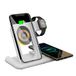 DAM 5-in-1 opvouwbaar laadstation Magsafe Basis 15 W instelbaar, oplader voor Apple Watch en Qi Base met touch-nachtlampje, standfunctie, kleur: wit
