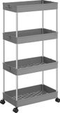SONGMICS Rolwagen, keukentrolley met 4 niveaus, op wielen, ruimtebesparend, 40 x 22 x 86 cm, grijs