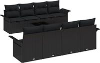 vidaXL Tuinbank Set 9-delig Zwart Polyrattan