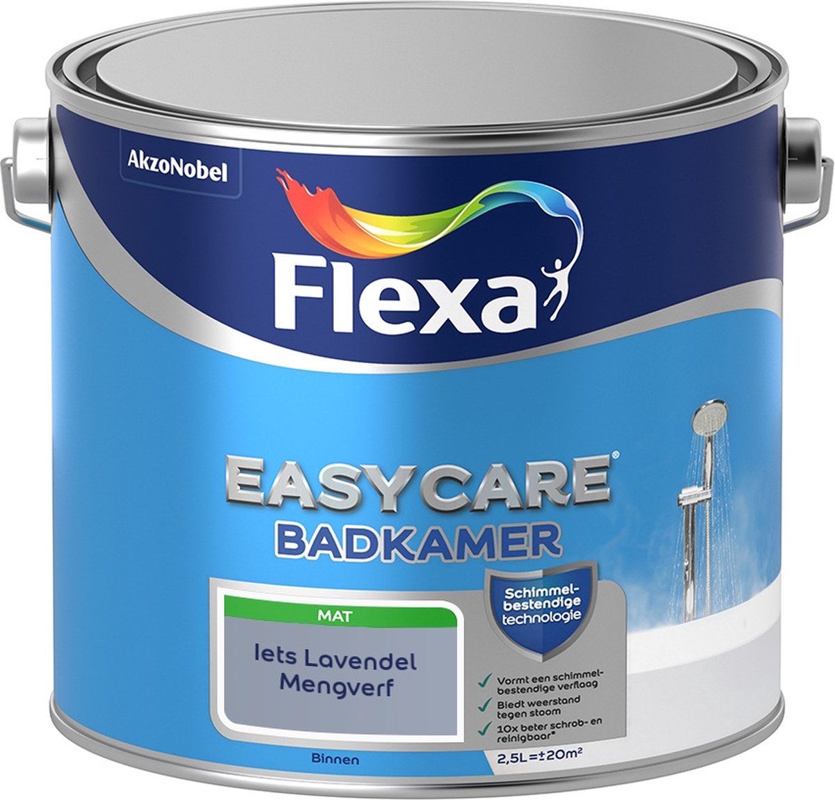 FLEXA Easycare Muurverf - Badkamer - Mat - Iets Lavendel - 2,5 liter